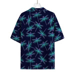 Teal And Purple Dragonfly Pattern Print Rayon Hawaiian Shirt