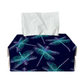 Teal And Purple Dragonfly Pattern Print Rectangle Tissue Box Cover