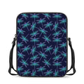 Teal And Purple Dragonfly Pattern Print Rectangular Crossbody Bag