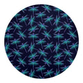 Teal And Purple Dragonfly Pattern Print Round Blanket