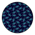 Teal And Purple Dragonfly Pattern Print Round Floor Mat