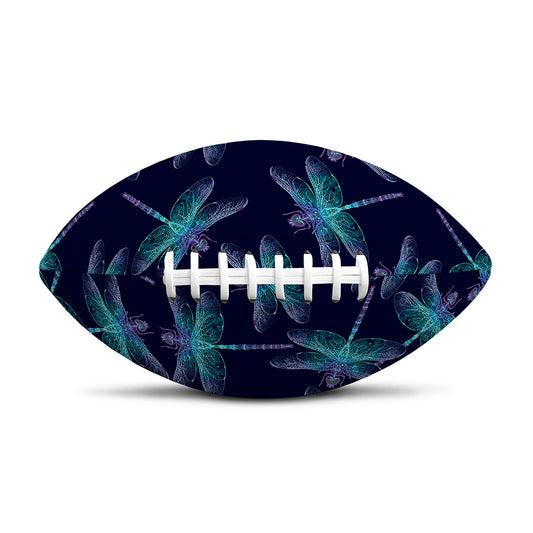 Teal And Purple Dragonfly Pattern Print Rugby Ball