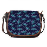 Teal And Purple Dragonfly Pattern Print Saddle Bag