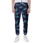 Teal And Purple Dragonfly Pattern Print Scuba Joggers
