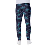 Teal And Purple Dragonfly Pattern Print Scuba Joggers