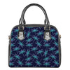Teal And Purple Dragonfly Pattern Print Shoulder Handbag