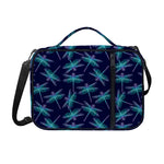 Teal And Purple Dragonfly Pattern Print Shoulder Strap Bible Bag