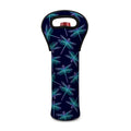 Teal And Purple Dragonfly Pattern Print Single Neoprene Wine Tote