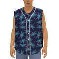 Teal And Purple Dragonfly Pattern Print Sleeveless Baseball Jersey