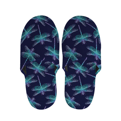 Teal And Purple Dragonfly Pattern Print Slippers