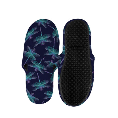 Teal And Purple Dragonfly Pattern Print Slippers