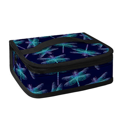 Teal And Purple Dragonfly Pattern Print Small Lunch Bag