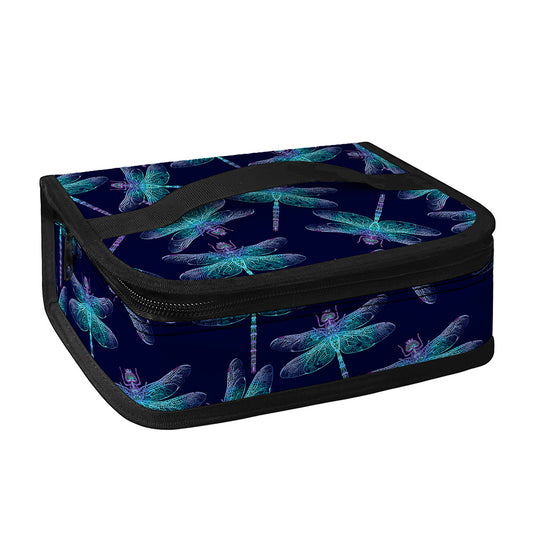 Teal And Purple Dragonfly Pattern Print Small Lunch Bag