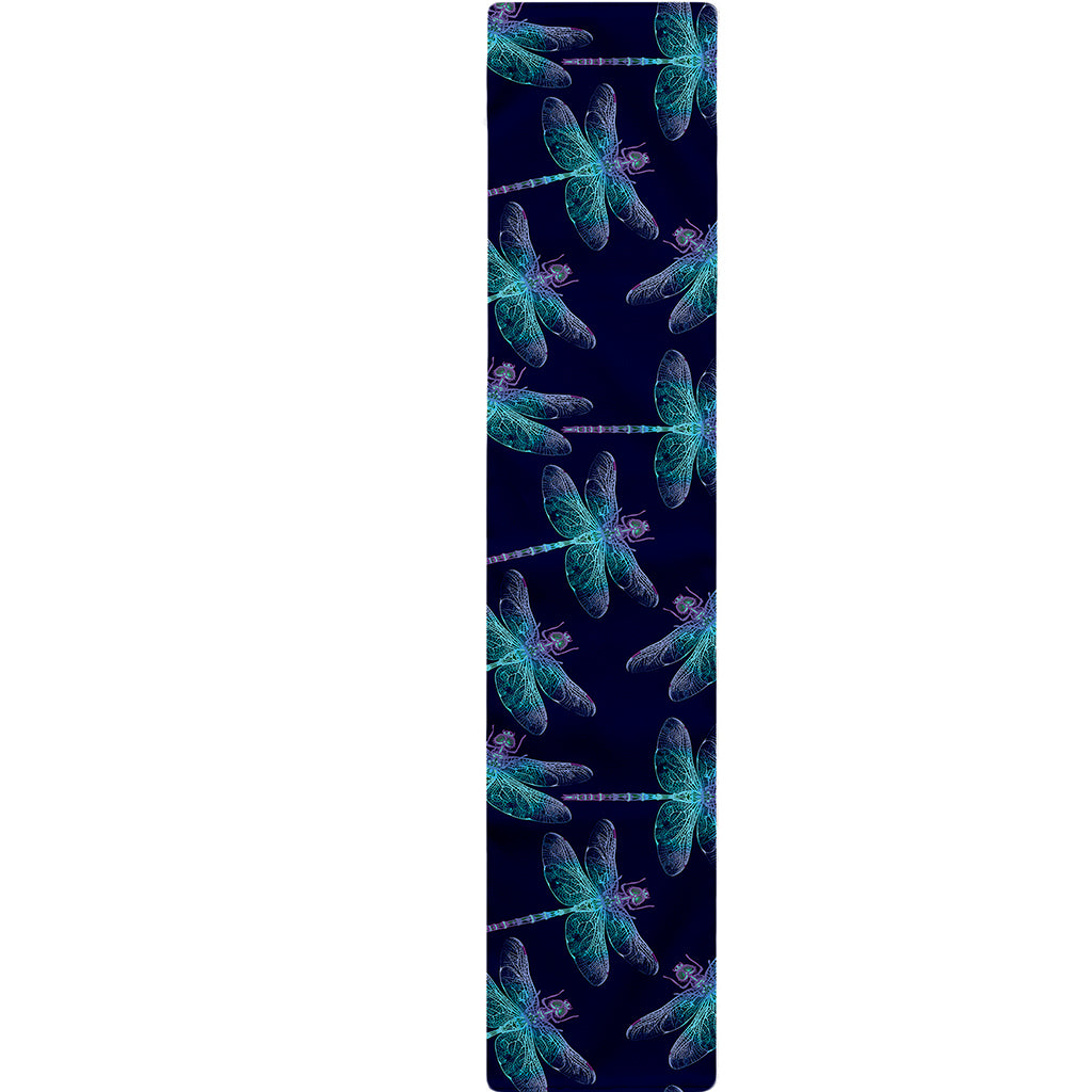 Teal And Purple Dragonfly Pattern Print Table Runner