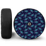 Teal And Purple Dragonfly Pattern Print Tire Cover With Camera Hole
