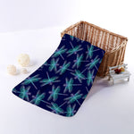 Teal And Purple Dragonfly Pattern Print Towel