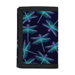 Teal And Purple Dragonfly Pattern Print Trifold Wallet