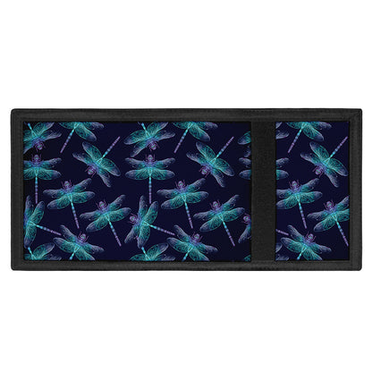 Teal And Purple Dragonfly Pattern Print Trifold Wallet