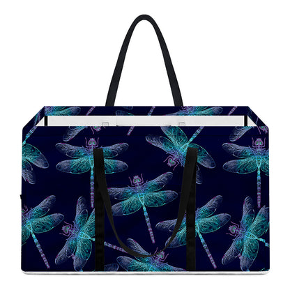 Teal And Purple Dragonfly Pattern Print Utility Tote Bag