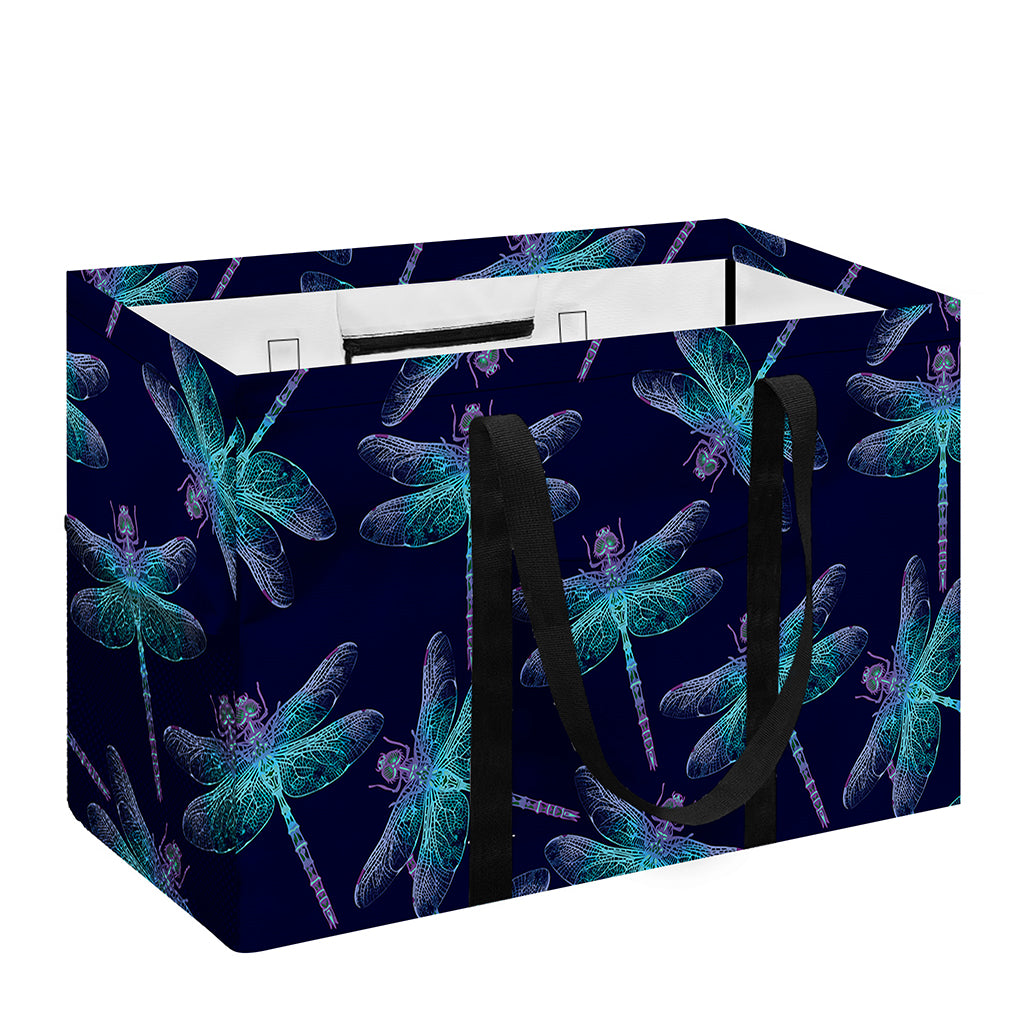 Teal And Purple Dragonfly Pattern Print Utility Tote Bag