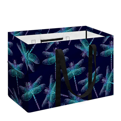 Teal And Purple Dragonfly Pattern Print Utility Tote Bag