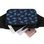 Teal And Purple Dragonfly Pattern Print Waist Bag