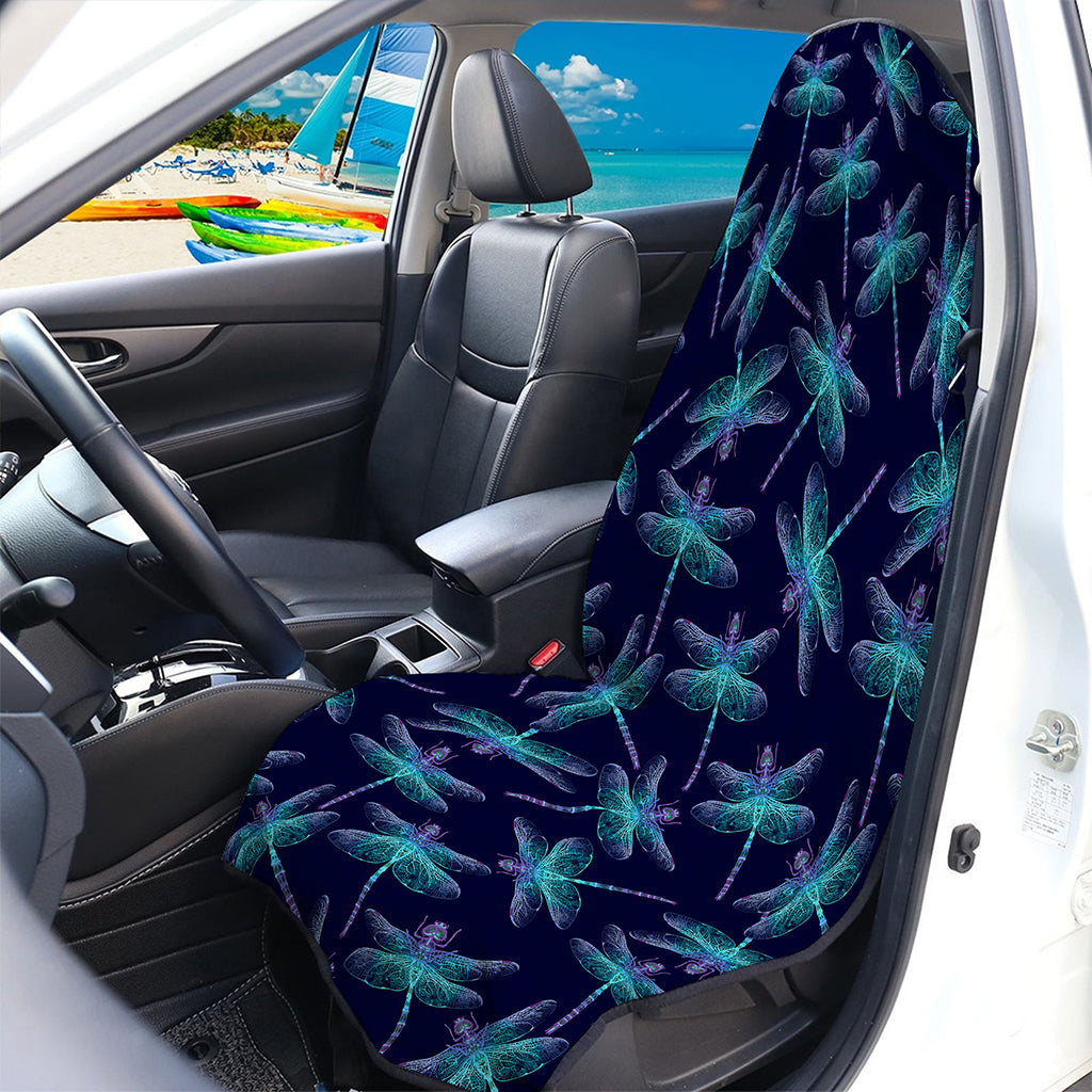 Teal And Purple Dragonfly Pattern Print Waterproof Car Seat Cover