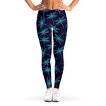 Teal And Purple Dragonfly Pattern Print Women's Leggings