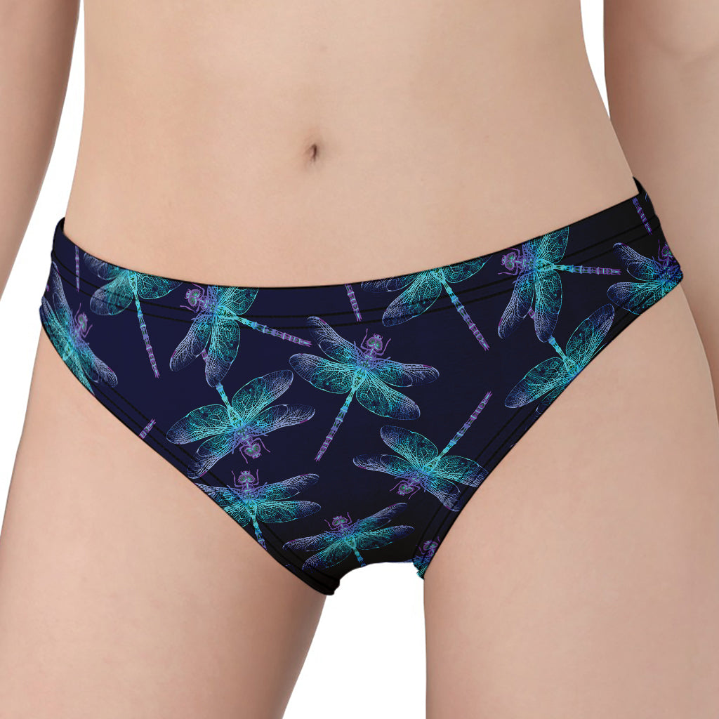 Teal And Purple Dragonfly Pattern Print Women's Panties