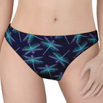 Teal And Purple Dragonfly Pattern Print Women's Thong