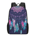Teal And Purple Dream Catcher Print 17 Inch Backpack