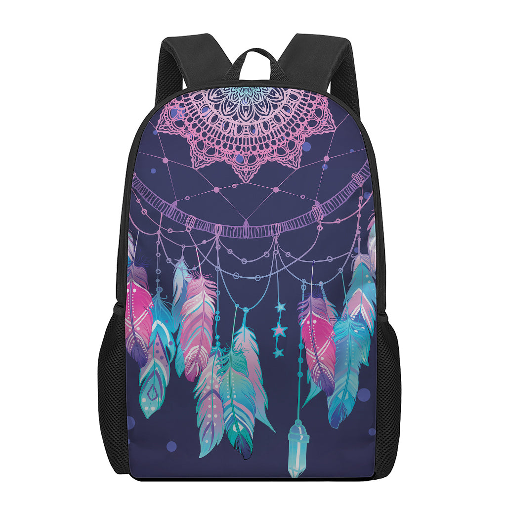 Teal And Purple Dream Catcher Print 17 Inch Backpack