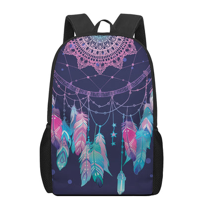 Teal And Purple Dream Catcher Print 17 Inch Backpack