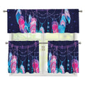 Teal And Purple Dream Catcher Print 3 Piece Kitchen Curtains