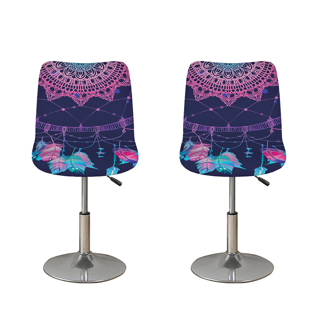 Teal And Purple Dream Catcher Print Bar Stool Covers
