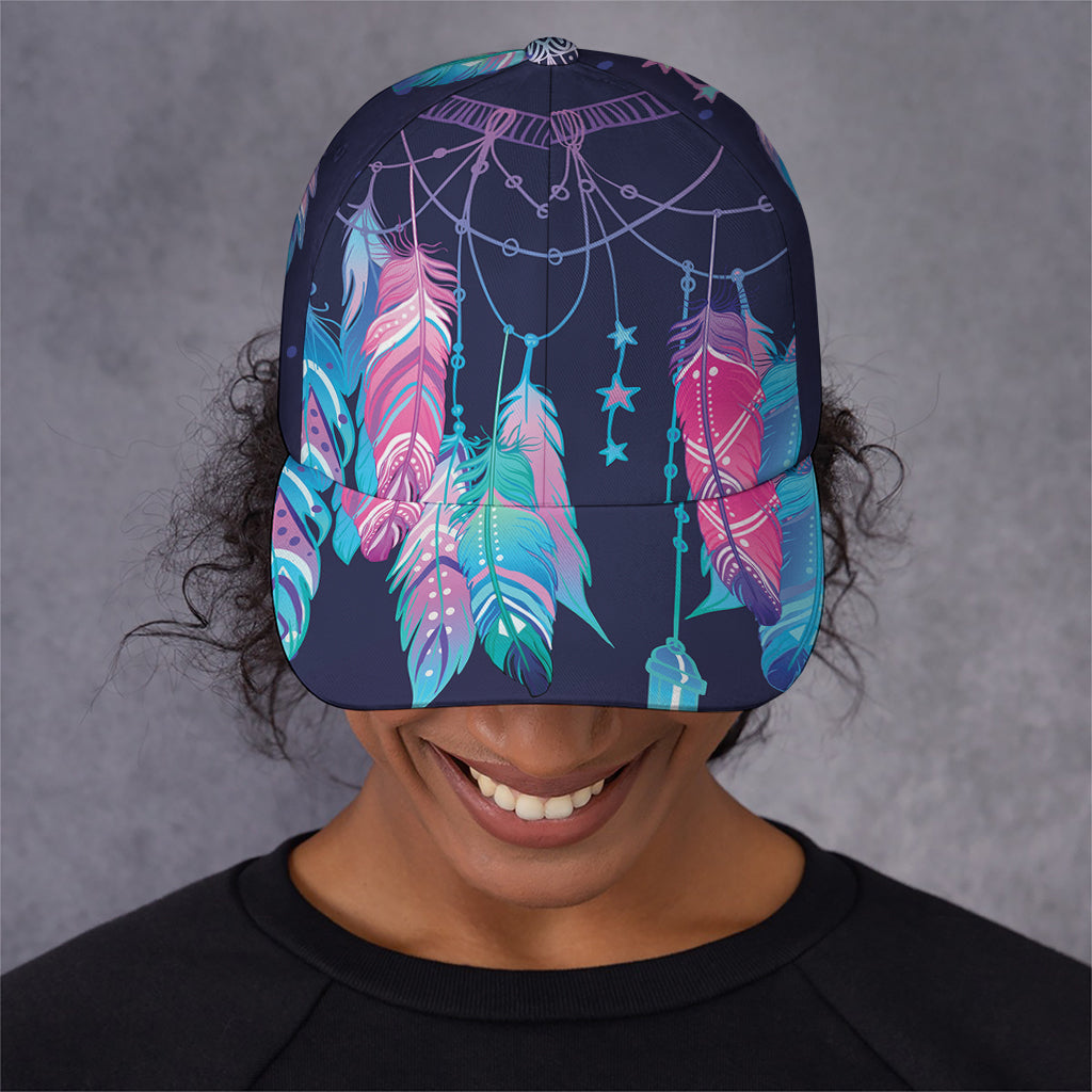 Teal And Purple Dream Catcher Print Baseball Cap