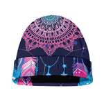 Teal And Purple Dream Catcher Print Beanie