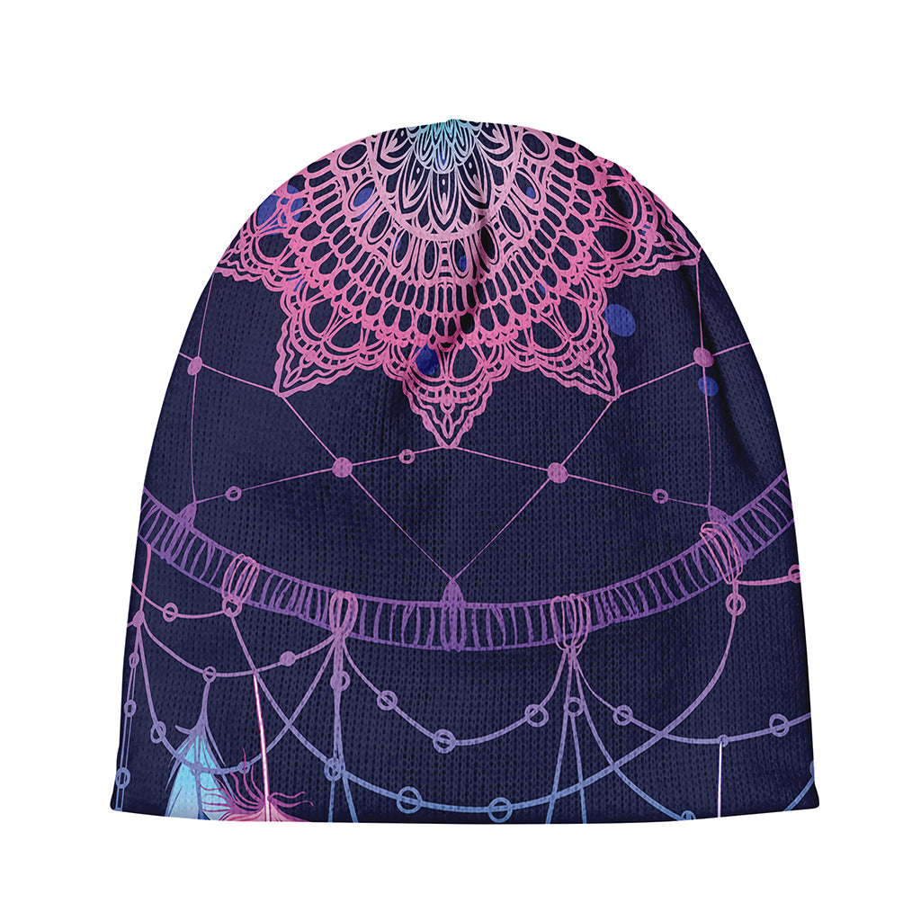 Teal And Purple Dream Catcher Print Beanie