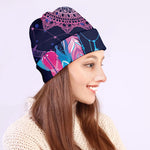 Teal And Purple Dream Catcher Print Beanie