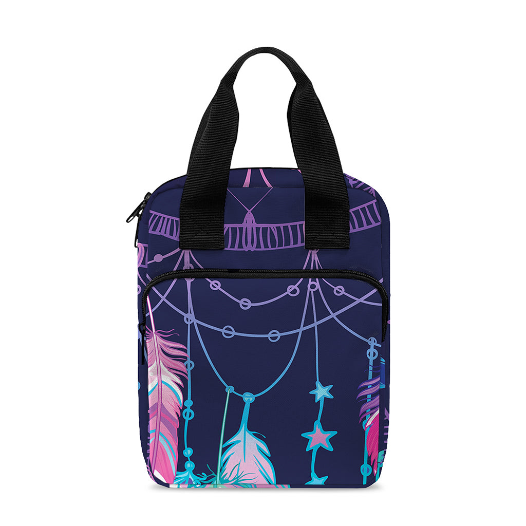 Teal And Purple Dream Catcher Print Bible Tote Bag