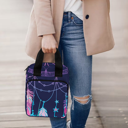 Teal And Purple Dream Catcher Print Bible Tote Bag