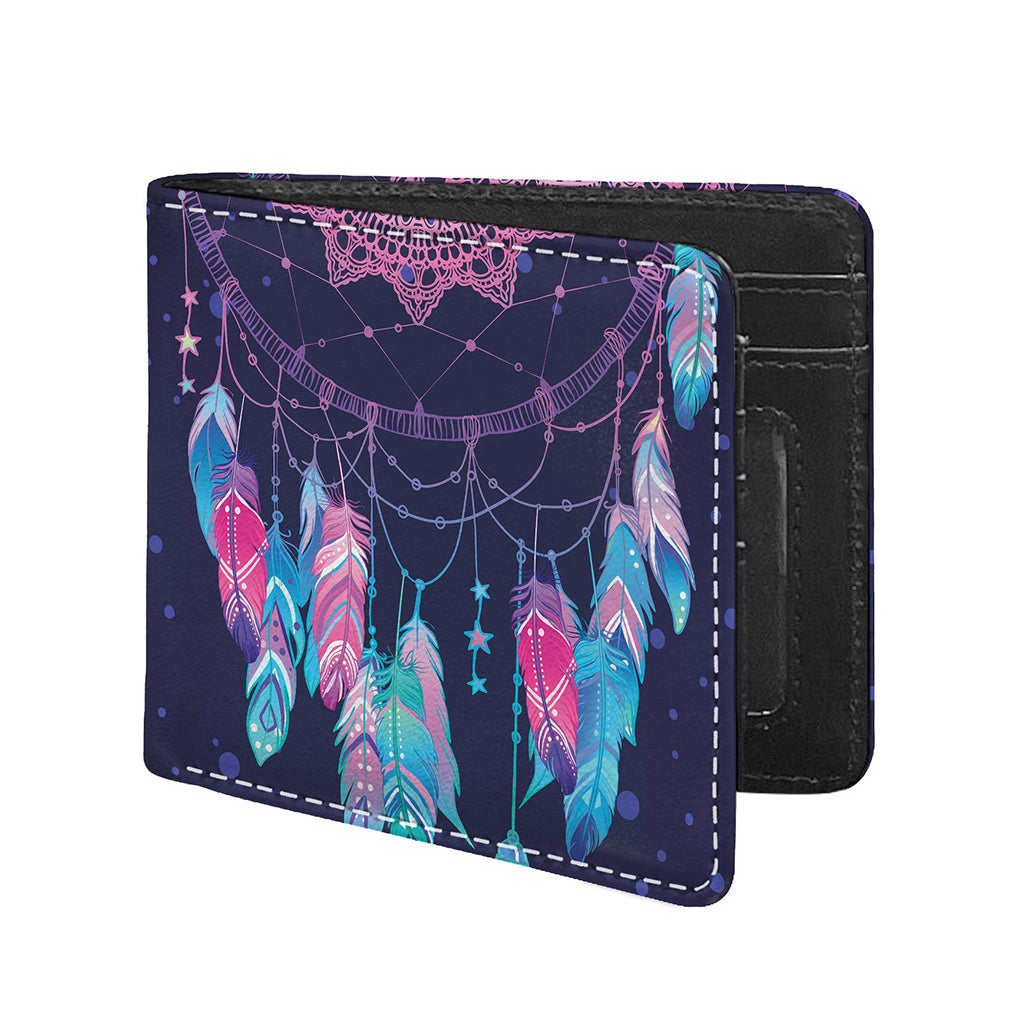Teal And Purple Dream Catcher Print Bifold Wallet