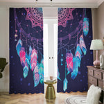 Teal And Purple Dream Catcher Print Blackout Pencil Pleat Curtains