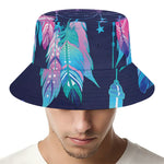 Teal And Purple Dream Catcher Print Bucket Hat