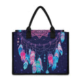 Teal And Purple Dream Catcher Print Canvas Tote Bag