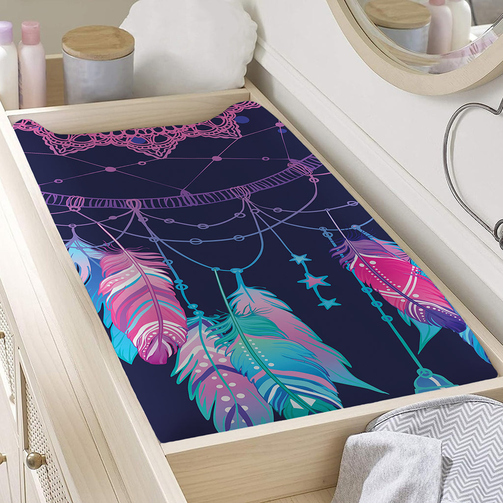 Teal And Purple Dream Catcher Print Changing Pad Cover