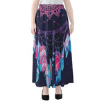 Teal And Purple Dream Catcher Print Chiffon Maxi Skirt