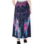 Teal And Purple Dream Catcher Print Chiffon Maxi Skirt