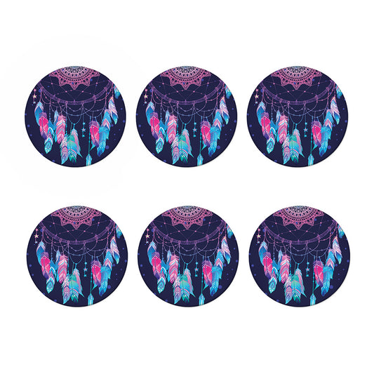 Teal And Purple Dream Catcher Print Coaster Set