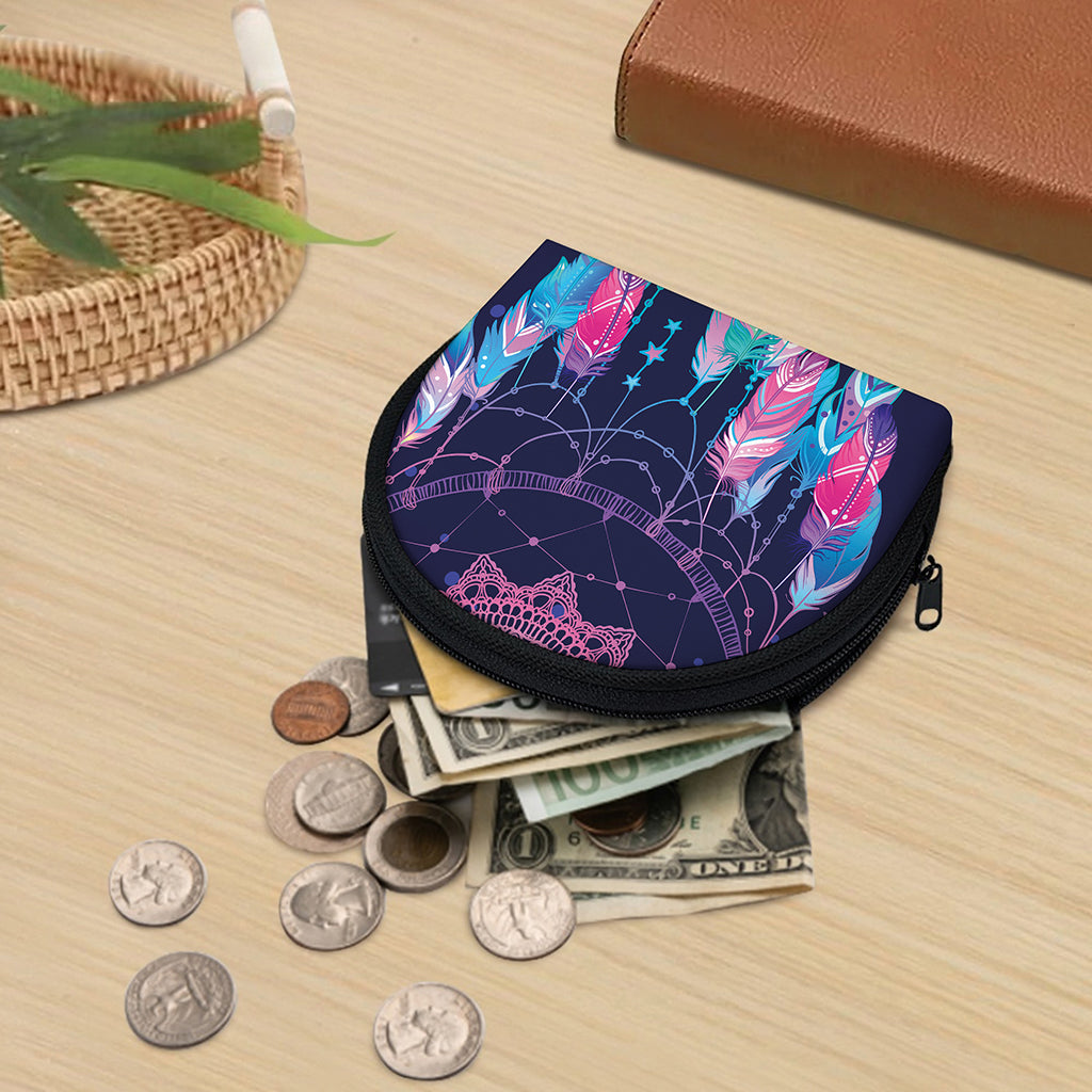 Teal And Purple Dream Catcher Print Coin Purse